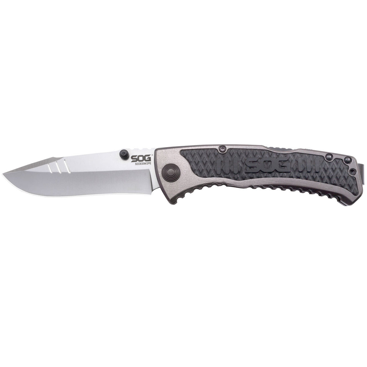 SOG Sideswipe Folding Knife 3.4" Blade Aluminum Handles w GRN Inserts SW1011CP