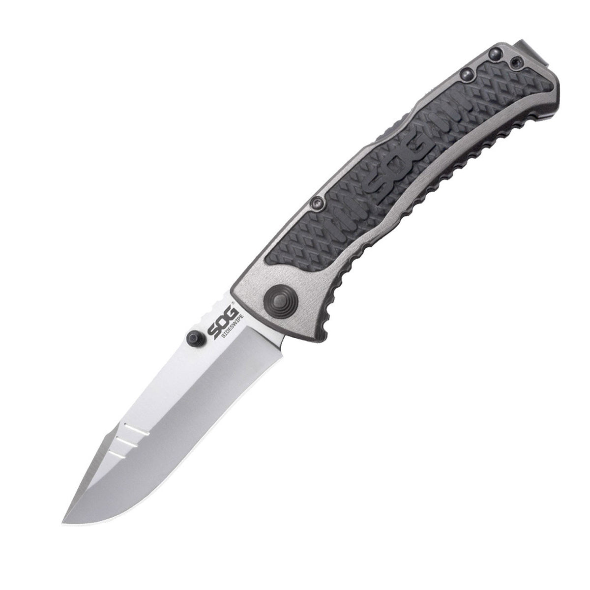 SOG Sideswipe Folding Knife 3.4" Blade Aluminum Handles w GRN Inserts SW1011CP