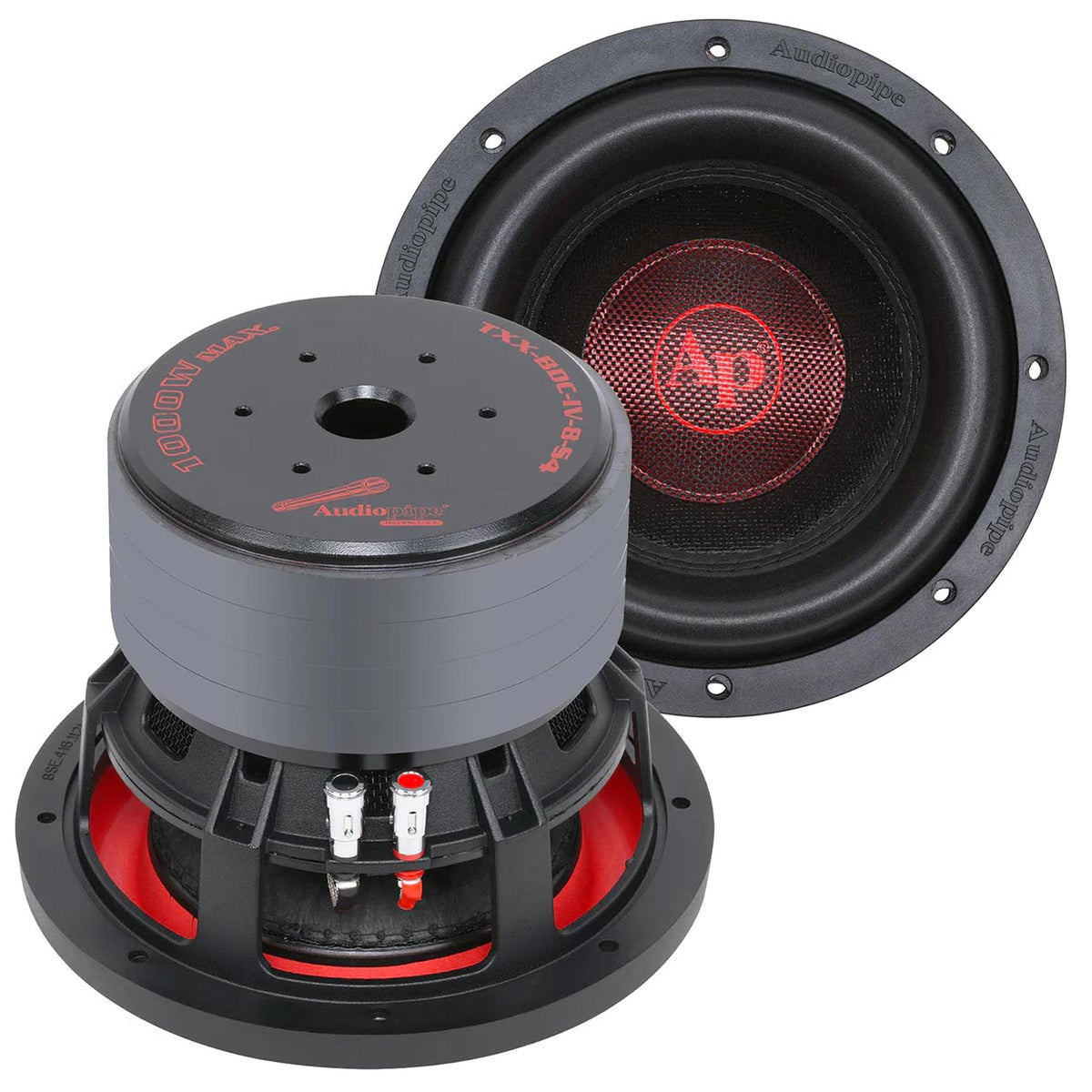 Audiopipe 8" Quad Stack Woofer 500W RMS/1000W Max Single 4 Ohm Voice Coil