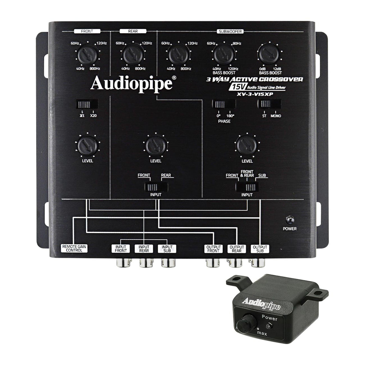 Audiopipe XV3V15XP 3-Way Active Crossover - 15 Volt Line Driver