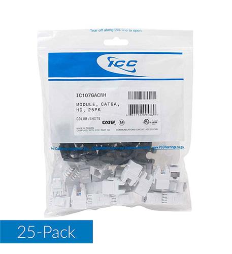 Icc IC107GACWH Module, Cat6a, Hd, 25pk, White