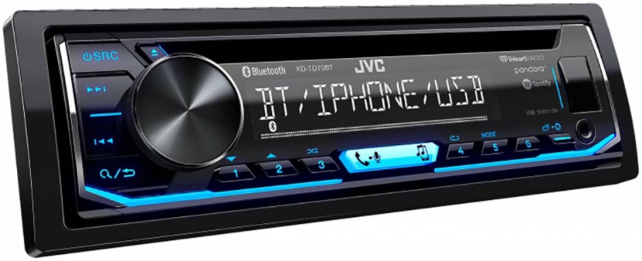 JVC KDTD70BT Single Din CD Player AM/FM/CD/BT/USB