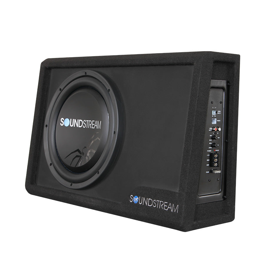 SoundStream PSB10A 300W Amplified Wedge Enclosure Box w/ 10" Shallow Subwoofer