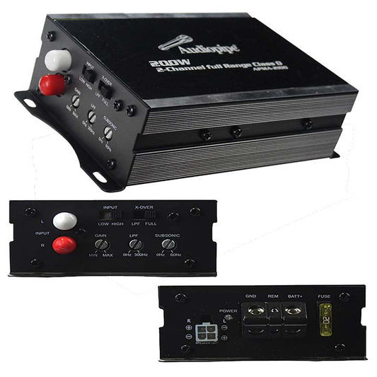 Audiopipe APMA2100 Mini Design 2 ch. Class D Amplifier 2X100 Watts RMS