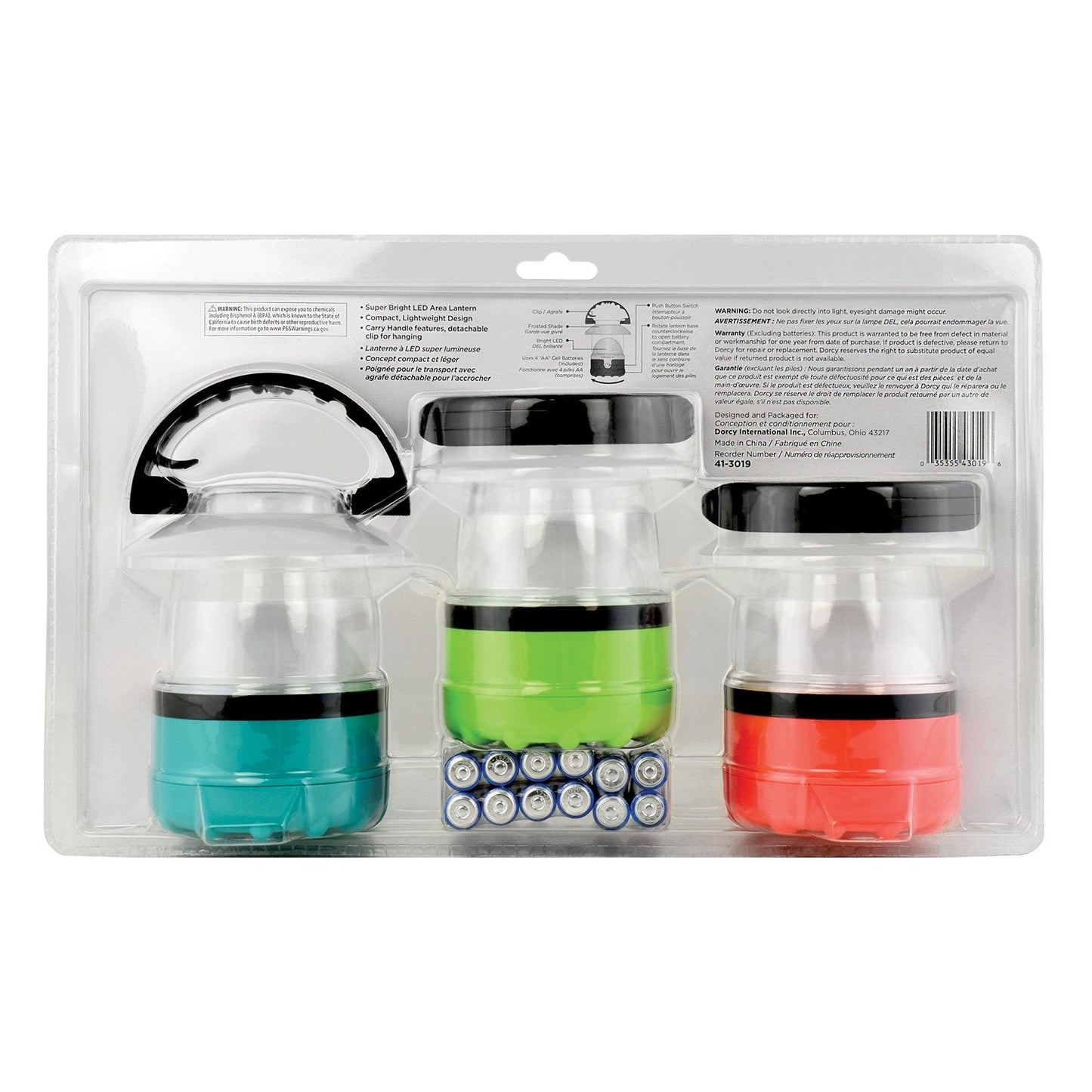 Dorcy 41-3019 LED Mini Lanterns with Batteries, 3 Pack