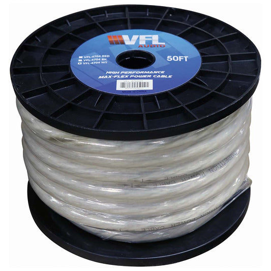 VFL Audio VFL4704WT Power Wire 1/0 Gauge 50 Foot  Clear