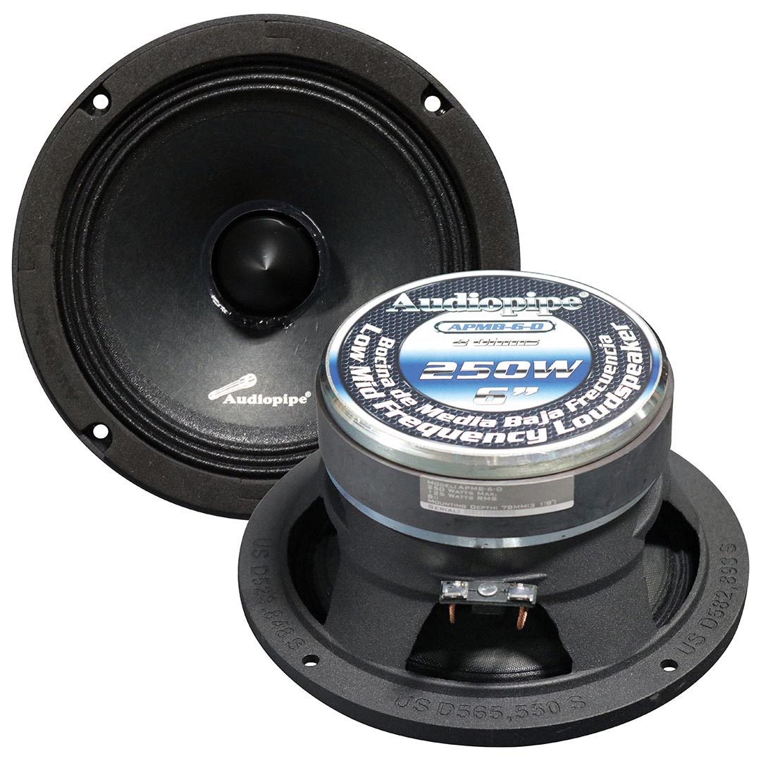 Audiopipe APMB6D 6" Low Mid Frequency Speaker, 125W RMS/250W Max, 8 Ohm