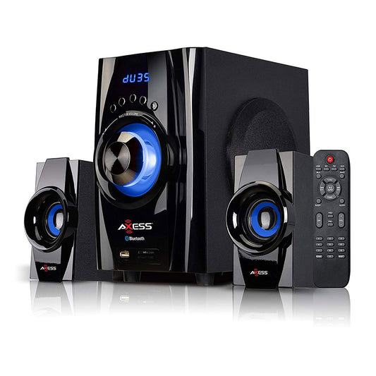 AXESS MSBT3901BL Bluetooth Mini System 2.1 Channel Home Theater Speaker Sys Blue
