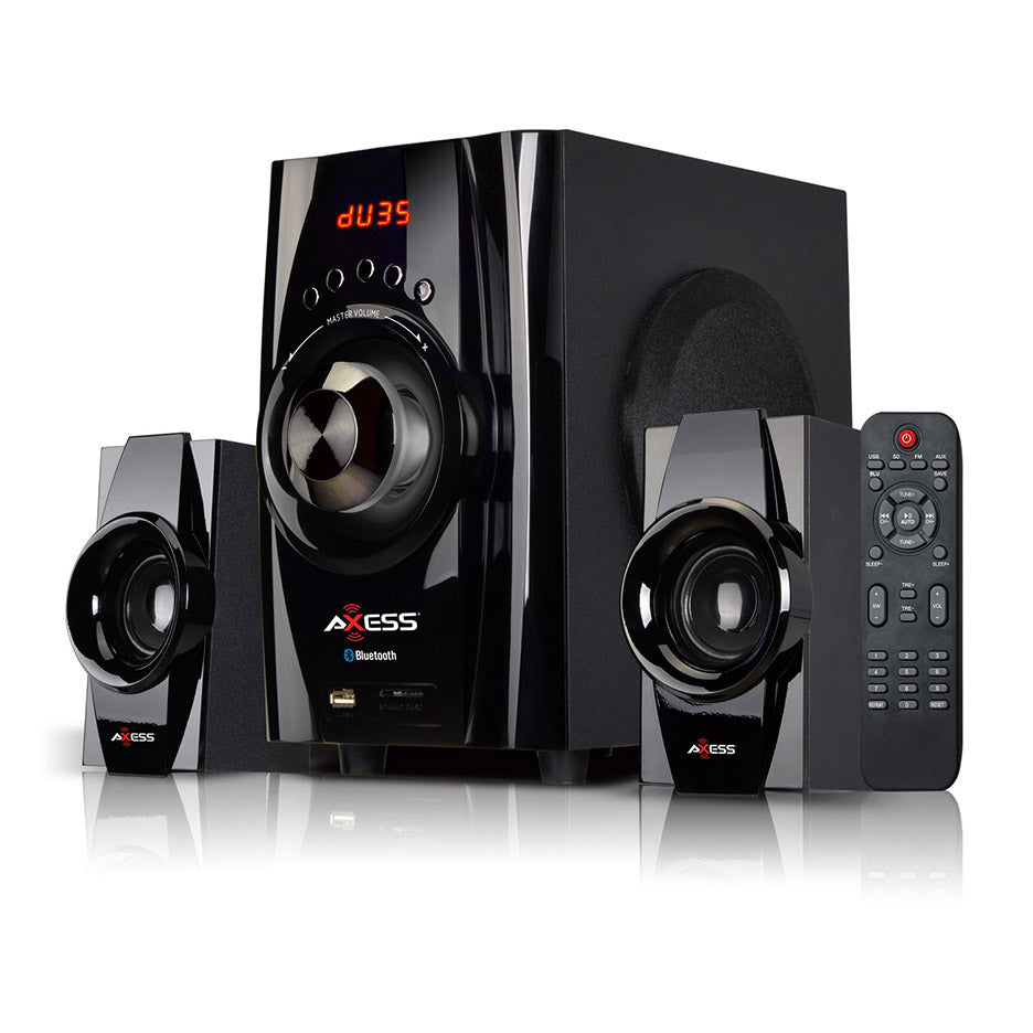 AXESS MSBT3901BK Bluetooth Mini System 2.1-Ch Home Theater Speaker System Black