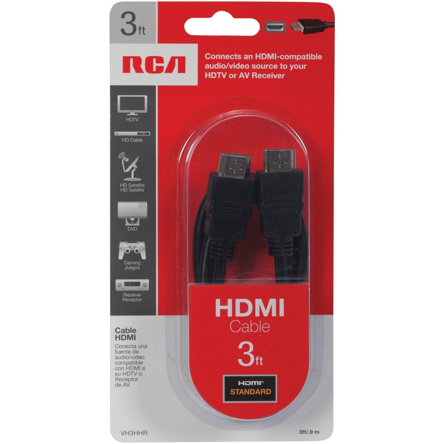 RCA VH3HHR Standard HDMI Cable, 3ft