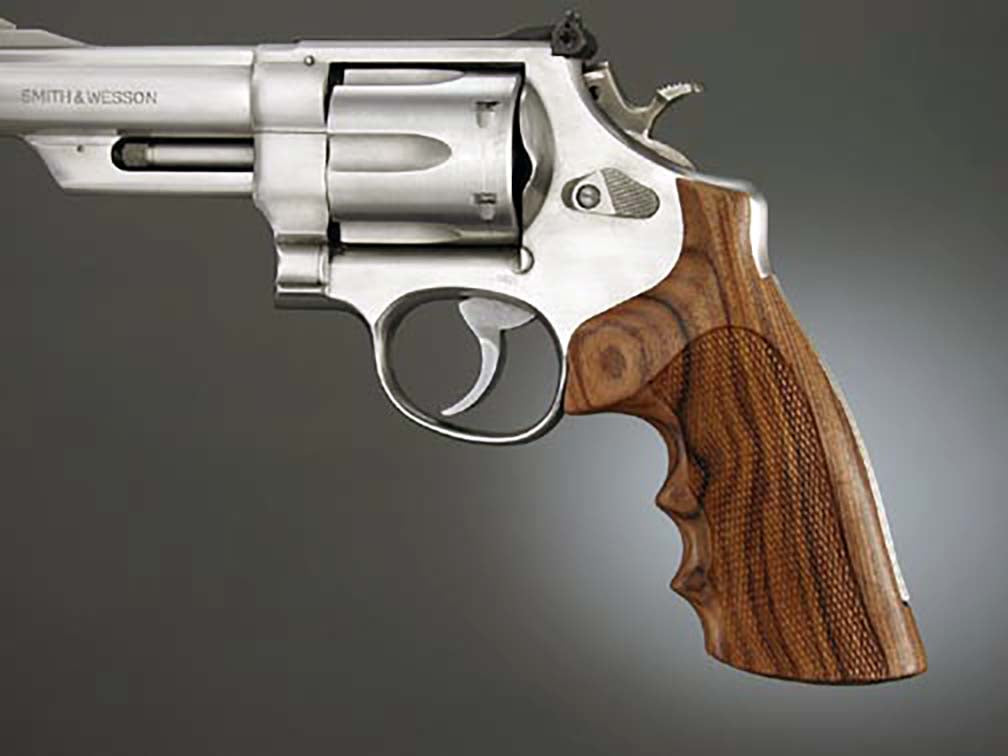 Hogue 29301 S&W N Frame Round Butt Revolver Pau Ferro Checkeredh Wood Grip