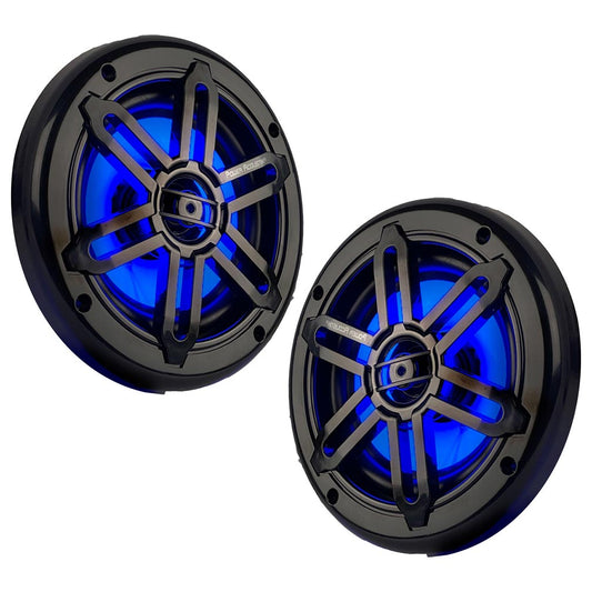 Power Acoustik MFL65WB Marine 6.5 2-Way Speaker w/Blue LED, White & Black Grills