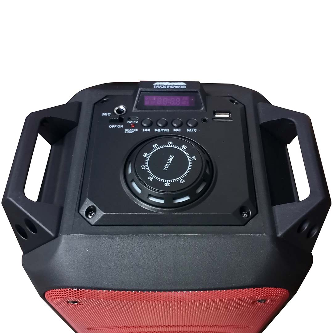 Max Power MPD653LRD Rechargeable Dual 6.5" Bluetooth Speaker  Red Grill