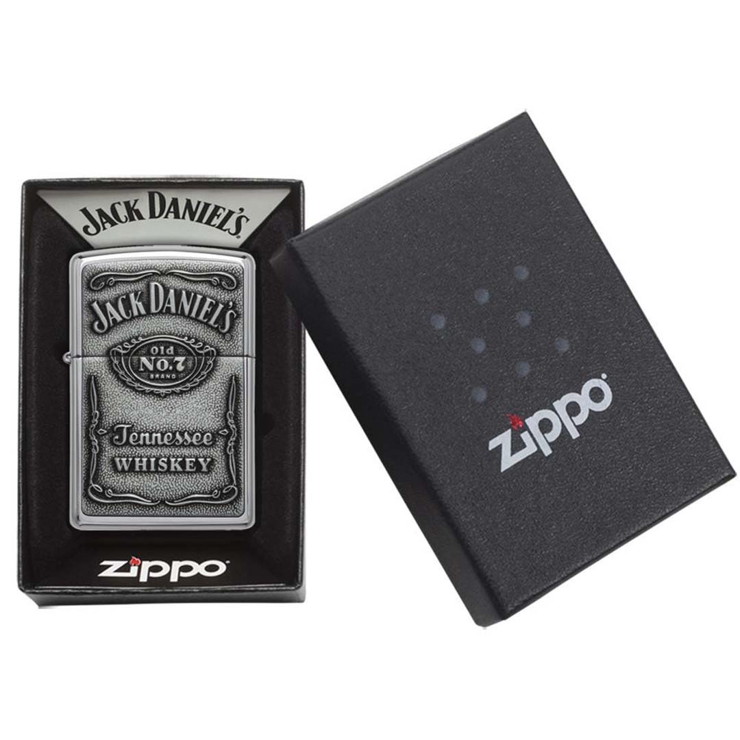 Zippo 250JD427 Windproof Lighter Jack Daniels Label-Pewter Emblem, Chrome