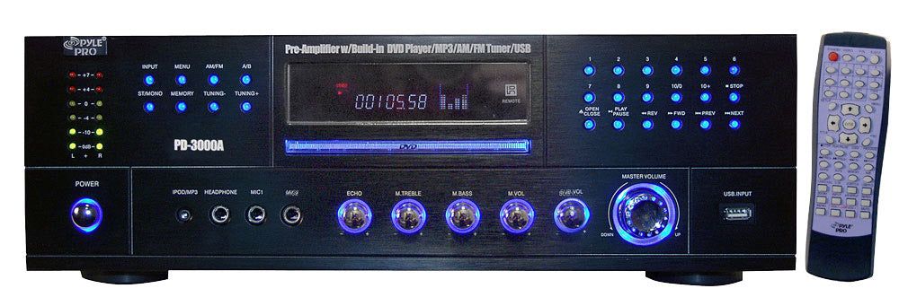 Pyle PD3000A 3000 Watt Home Theater Preamp Receiver CD/DVD Player AM/FM Radio MP3/USB Reader