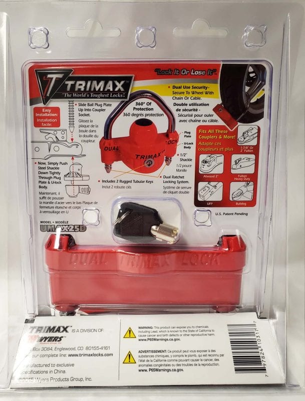 Trimax UMAX25 Unattended Coupler Lock with Shackle