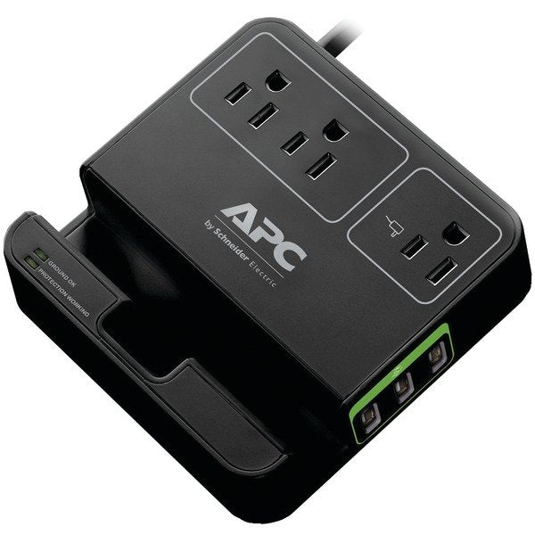 APC P3U3B 3-Outlet SurgeArrest® Surge Protector with 3 USB Ports (Black)