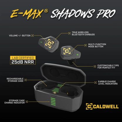Caldwell 1136234 E-Max Shadow Pro Electronic Earplugs with Bluetooth