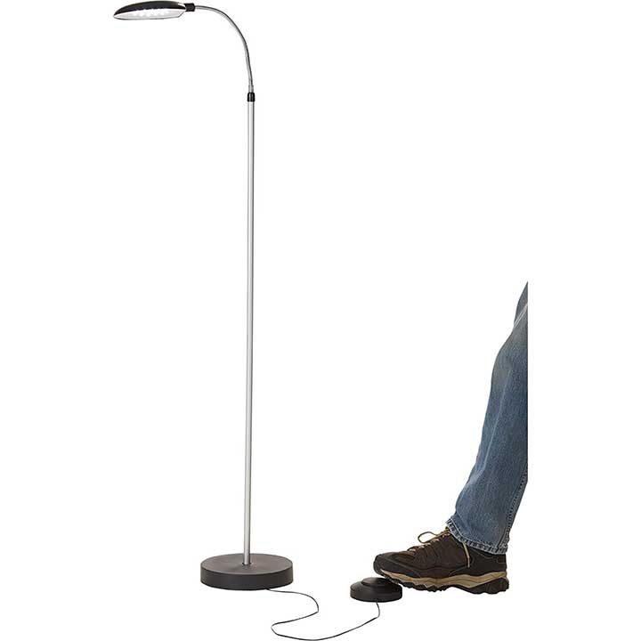 Jobar JB7243SIL Battery Operated LED Cordless Anywhere Floor Lamp with Foot Control