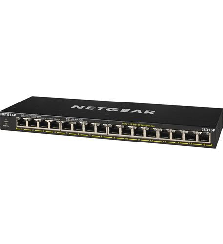 Netgear GS316P-100NAS 16 Port Gig Unmanaged Poe