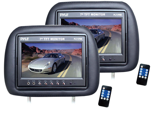 Pyle 7-Inch TFT-LCD Adjustable Headrest Pair Monitors, Built-in Speaker with a Wireless Remote Control. (PL71PHB)