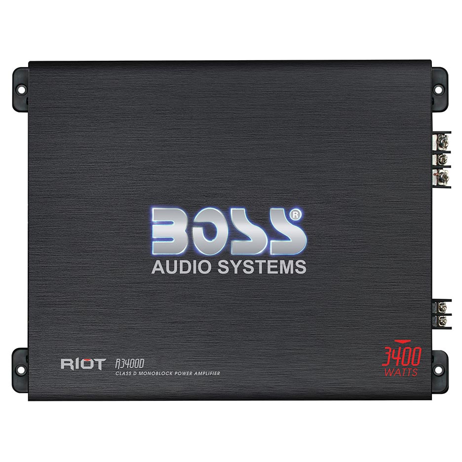 BOSS AUDIO R3400D Riot 3400-Watt Monoblock, Class D 1 to 8 Ohm Stable Monoblock Amplifier with Remote Subwoofer Level Control