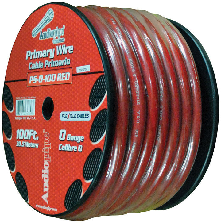 Audiopipe PS0100RD Power Wire 0 Gauge 100 Foot  Red