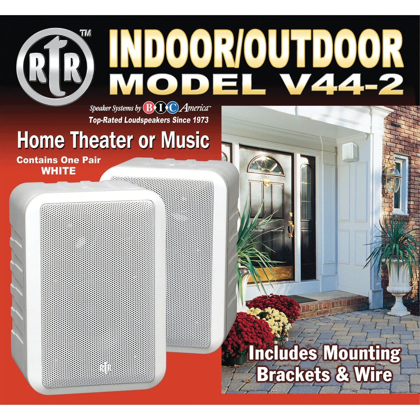 BIC AMERICA BICRTRV442W 100-Watt 3-Way 4-Inch RtR Series Indoor/Outdoor Speakers