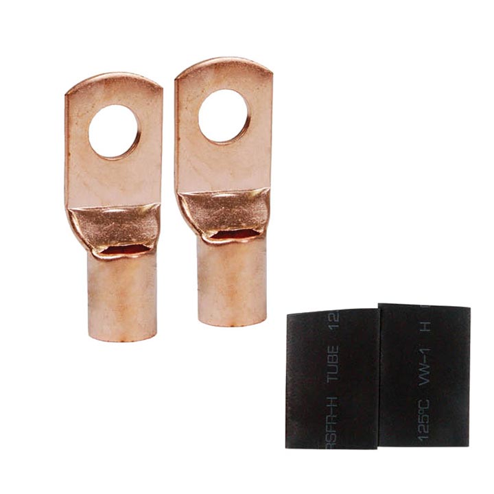 NIPPON ISPTRC48 Copper Ring Terminal 4ga. #1/4 Black (pair)