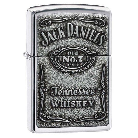 Zippo 250JD427 Windproof Lighter Jack Daniels Label-Pewter Emblem, Chrome