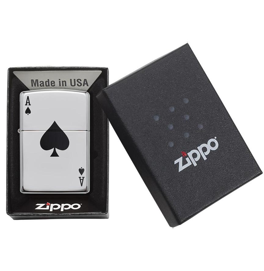 Zippo 24011 Windproof Lighter Simple Spade Design, High Polish Chrome