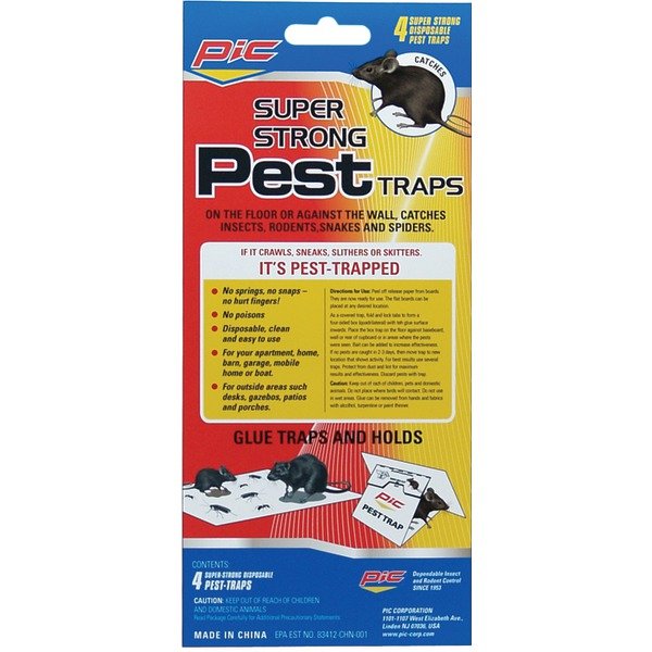PIC GPT-4 Glue Pest Trap for Spiders & Snakes, 4 pk