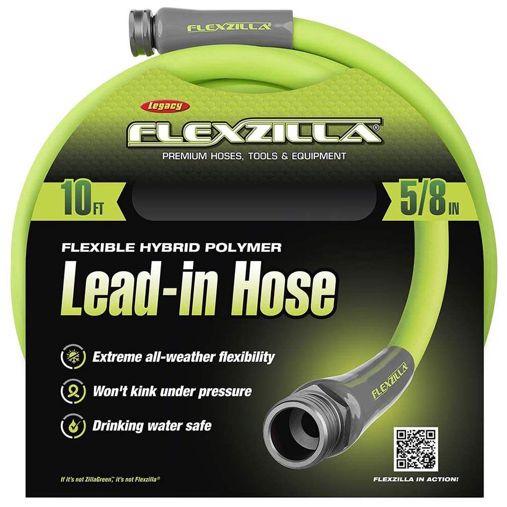 Flexzilla HFZG510YW Garden Lead In Hose 5/8In X 10Ft 3/4In   11 1/2 Ght Fittings