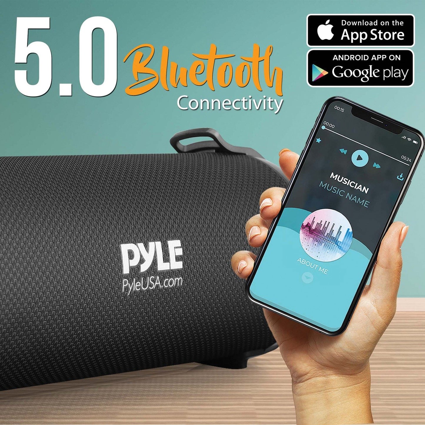 Pyle PBMSPG2BK Portable Bluetooth Speaker Radio System