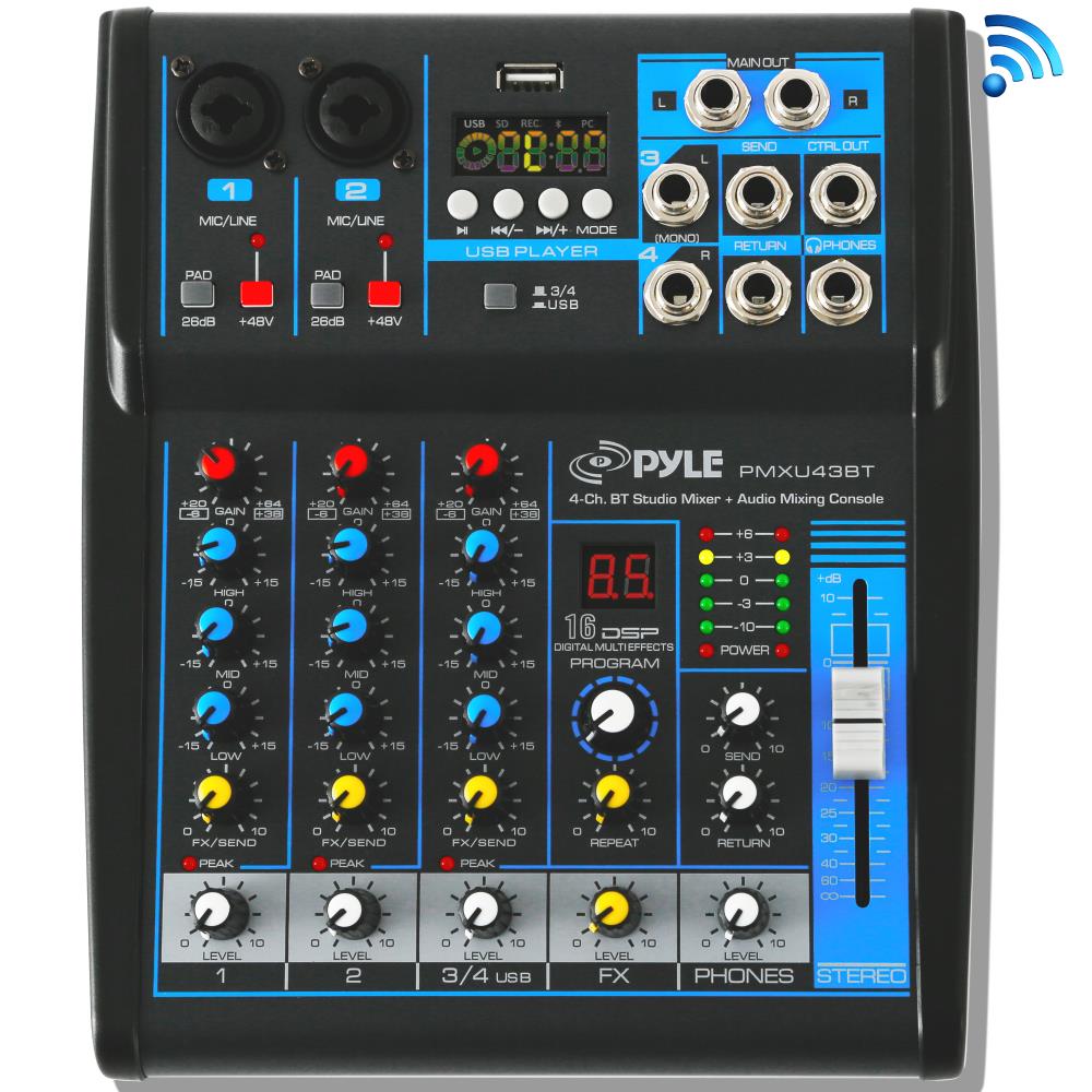 Pyle PMXU43BT 4-Channel Bluetooth Studio Mixer