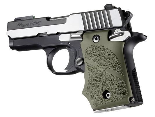 Hogue 98081 Sig Sauer P938 Ambi Safety Rubber Grip With Finger Grooves Od Green
