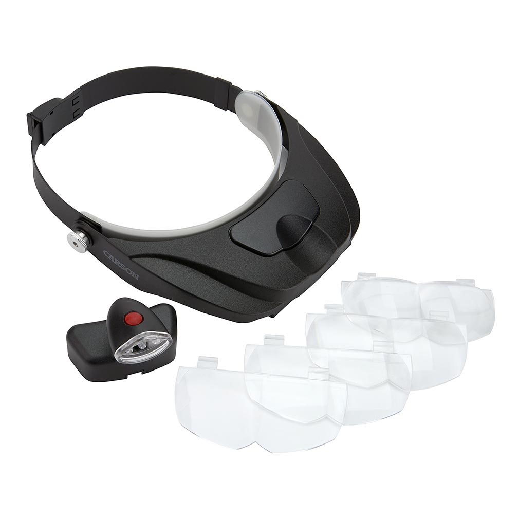 Carson CP60 LED Lighted Head Visor Magnifier 1.5x2x2.5x3x