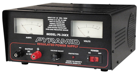 Pyramid PS26KX 25 AMP 6-15 VOLT Power Supply with Cooling Fan