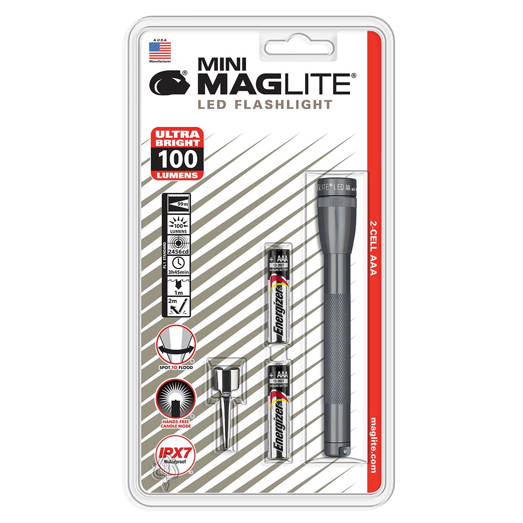 MAGLITE SP32096 LED 2-Cell AAA Mini Flashlight, Gray