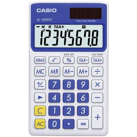 Casio SL300VCBESIH Solar Wallet Calculator with 8-Digit Display (Blue)