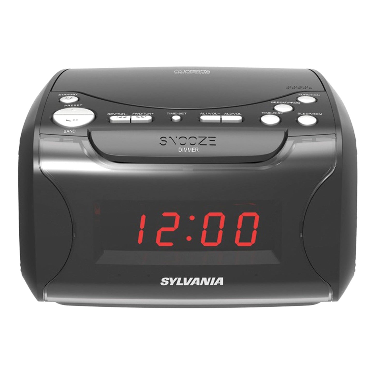 SYLVANIA SCR4986 USB-Charging CD Dual Alarm Clock Radio