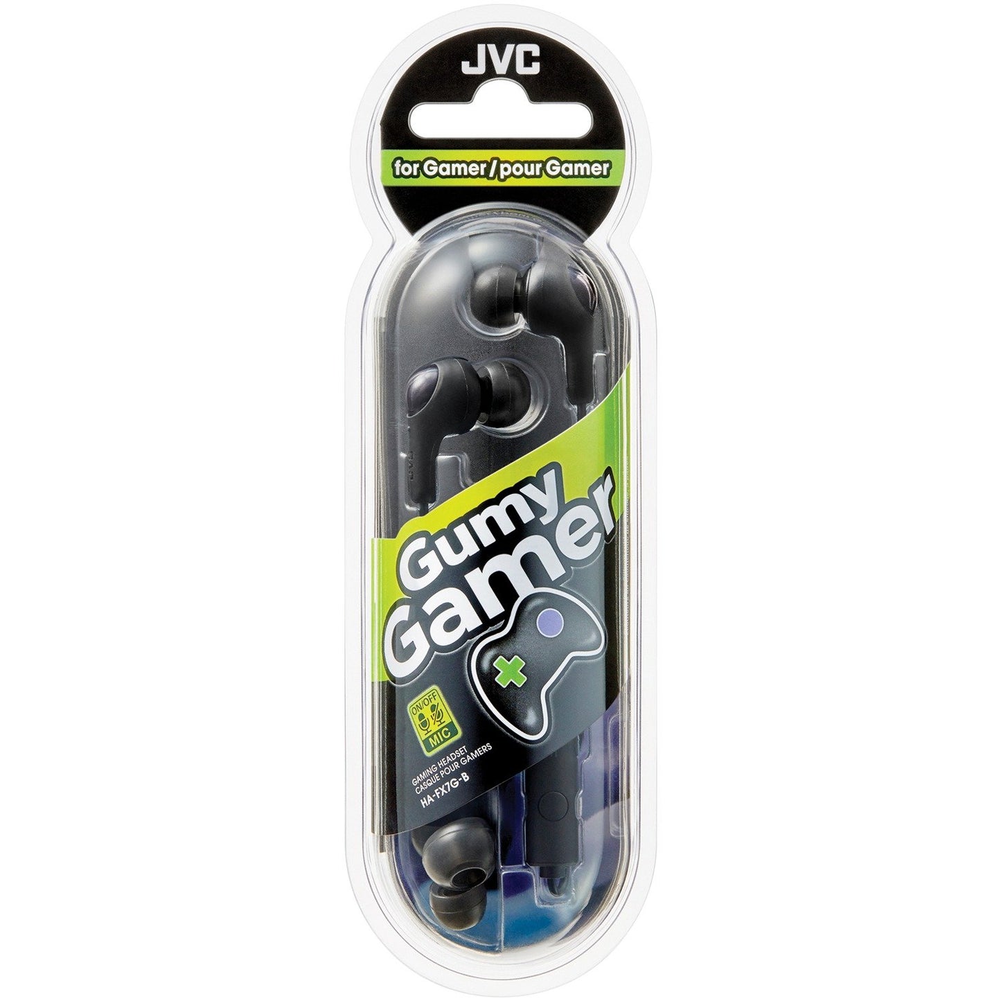 JVC HAFX7GB Gumy Gamer Earbuds w/Microphone (Black)