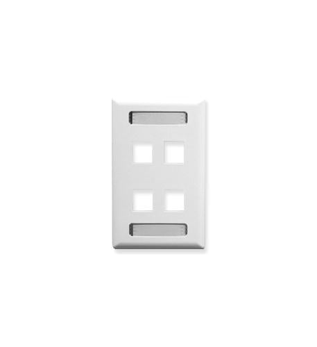 Icc IC107S04WH Faceplate, Id, 1-gang, 4-port, White