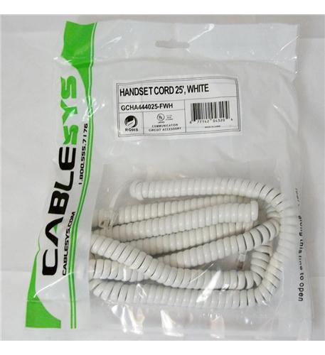 Cablesys 2500W Gcha444025-fwh  25' White Handset Cord