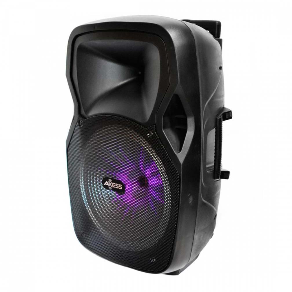 Axess Bluetooth 15 inch PA Speaker 600 Watts LEDFM RadioRemote & Mic Included
