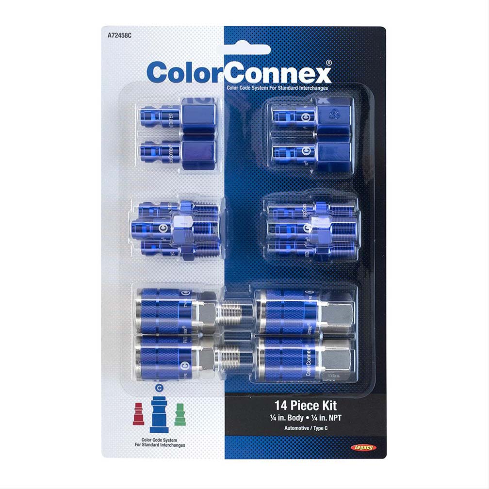 Colorconnex A72458C Coupler  Plug Kit Type C 1/4In Npt 1/4In Body Blue 14 Pc