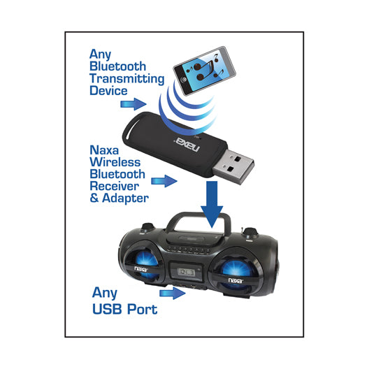 Naxa NAB4003 wireless audio adapter with bluetooth for USB connectors