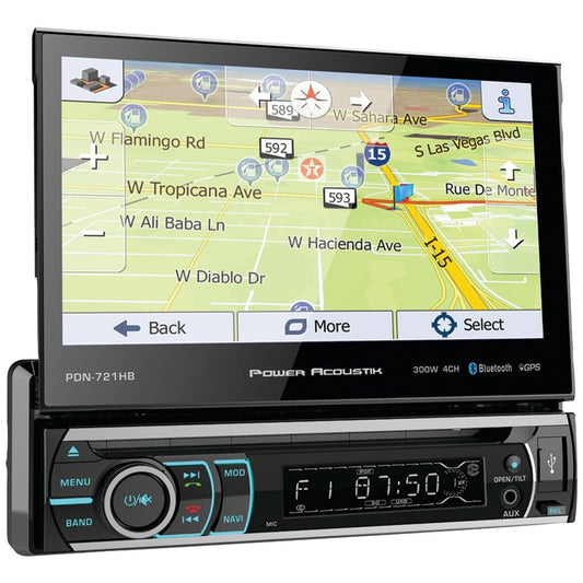 Power Acoustik PDN-721HB 7" Incite 1DIN In-Dash GPS Navigation Motorized LCD