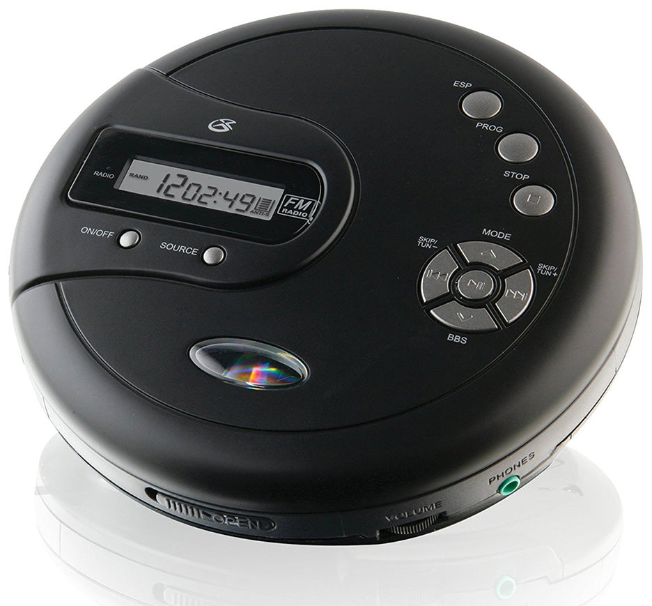 GPX PC332B Portable CD Player AntiSkip Protection FM Radio Stereo Earbuds Black