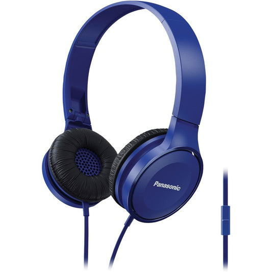 Panasonic RP-HF100M-A Lightweight On-Ear Headphones w/Microphone (Blue)